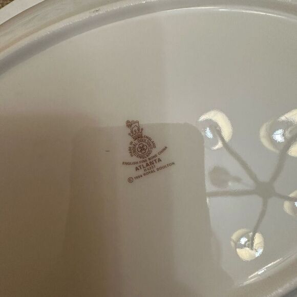 Royal Doulton Atlanta Fine bone China 1 Pc Oval Serving Dish Blue Silver Vintage - Picture 7 of 8
